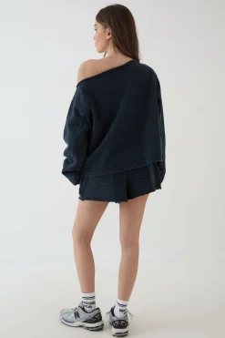 DSGN Studio Sweat-shirt Oversized Délavé Épaules Dénudées En Molleton Épais<Femme Sweats À Capuche Et Sweats|Dsgn Studio
