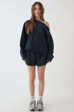 DSGN Studio Sweat-shirt Oversized Délavé Épaules Dénudées En Molleton Épais<Femme Sweats À Capuche Et Sweats|Dsgn Studio