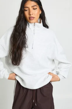 boohoo Sweat-shirt Oversize Demi-zip Grande Taille<Femme Sweats À Capuche Et Sweats|Sweats À Capuche Et Sweatshirts
