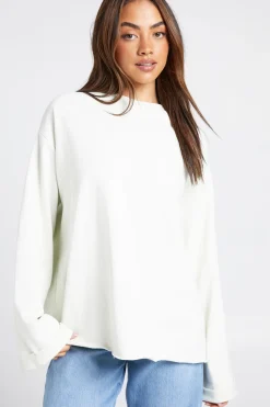 Sweat-shirt Oversize Délavé En Molleton Bouclette Avec Ourlet Brut