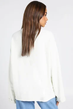Sweat-shirt Oversize Délavé En Molleton Bouclette Avec Ourlet Brut