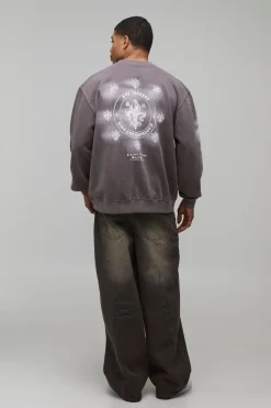 boohooMAN Sweat-shirt Oversize Délavé À Imprimé Graphique<Homme Sweats À Capuche Et Sweatshirts|Sweats À Capuche Grande Taille