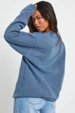 Sweat-shirt Oversize Délavé Imprimé Chicago