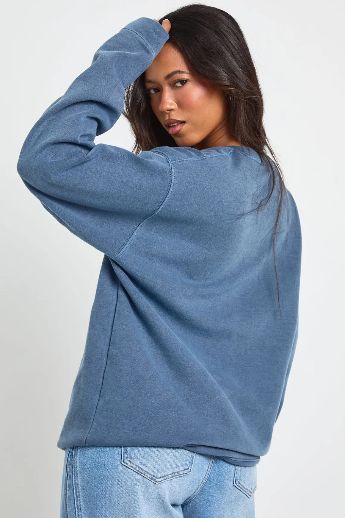Sweat-shirt Oversize Délavé Imprimé Chicago