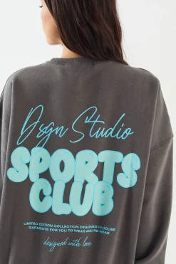 Sweat-shirt Oversize DSGN Studio avec Slogan Sports Bubble