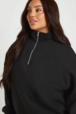 boohoo Sweat-shirt Oversize Grande Taille À Demi-zip<Femme Sweats À Capuche Et Sweats|Tops D’Automne
