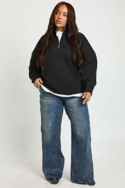 boohoo Sweat-shirt Oversize Grande Taille À Demi-zip<Femme Sweats À Capuche Et Sweats|Tops D’Automne