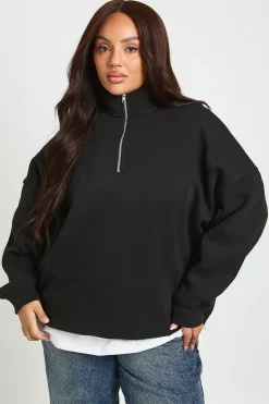 boohoo Sweat-shirt Oversize Grande Taille À Demi-zip<Femme Sweats À Capuche Et Sweats|Tops D’Automne