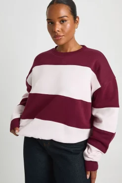 Sweat-shirt Oversize Grande Taille À Rayures Larges