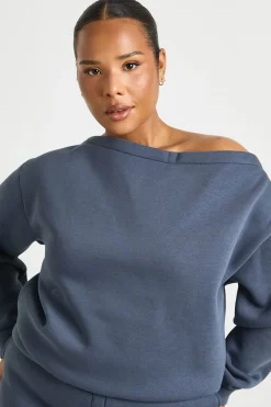 boohoo Sweat-shirt oversize grande taille à épaules dénudées<Femme Sweats À Capuche Et Sweats|Tops D’Automne