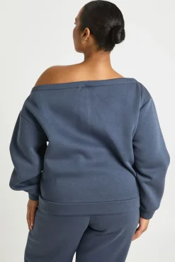 boohoo Sweat-shirt oversize grande taille à épaules dénudées<Femme Sweats À Capuche Et Sweats|Tops D’Automne