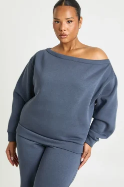 boohoo Sweat-shirt oversize grande taille à épaules dénudées<Femme Sweats À Capuche Et Sweats|Tops D’Automne