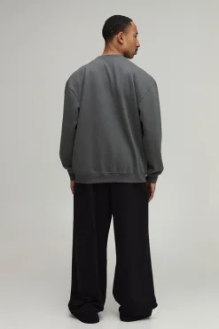 boohooMAN Sweat-shirt Oversize Gris Anthracite À Imprimé Graffiti<Homme Sweats À Capuche Et Sweatshirts|Sweats À Capuche Et Sweats