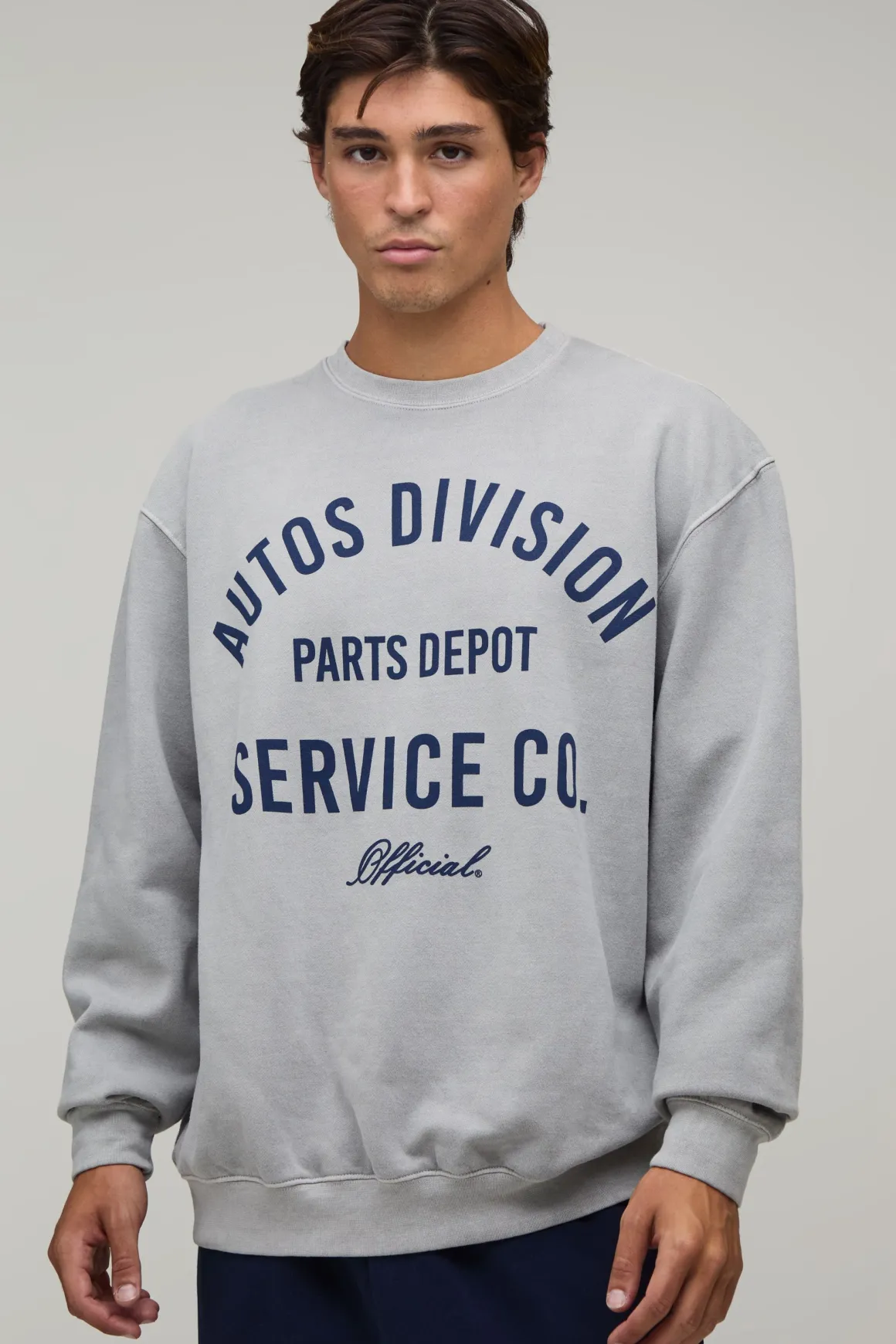 Sweat-shirt Oversize Gris Délavé Imprimé Autos