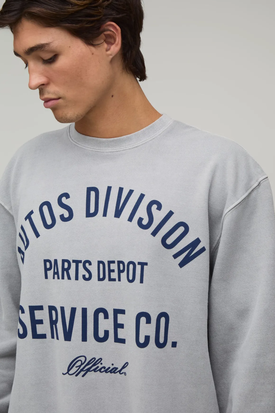 Sweat-shirt Oversize Gris Délavé Imprimé Autos