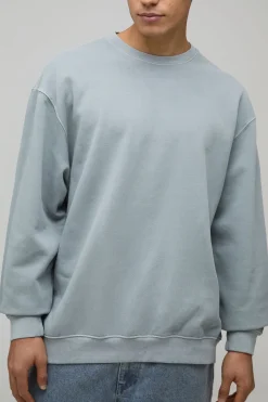 Sweat-shirt Oversize Gris Délavé Imprimé New York