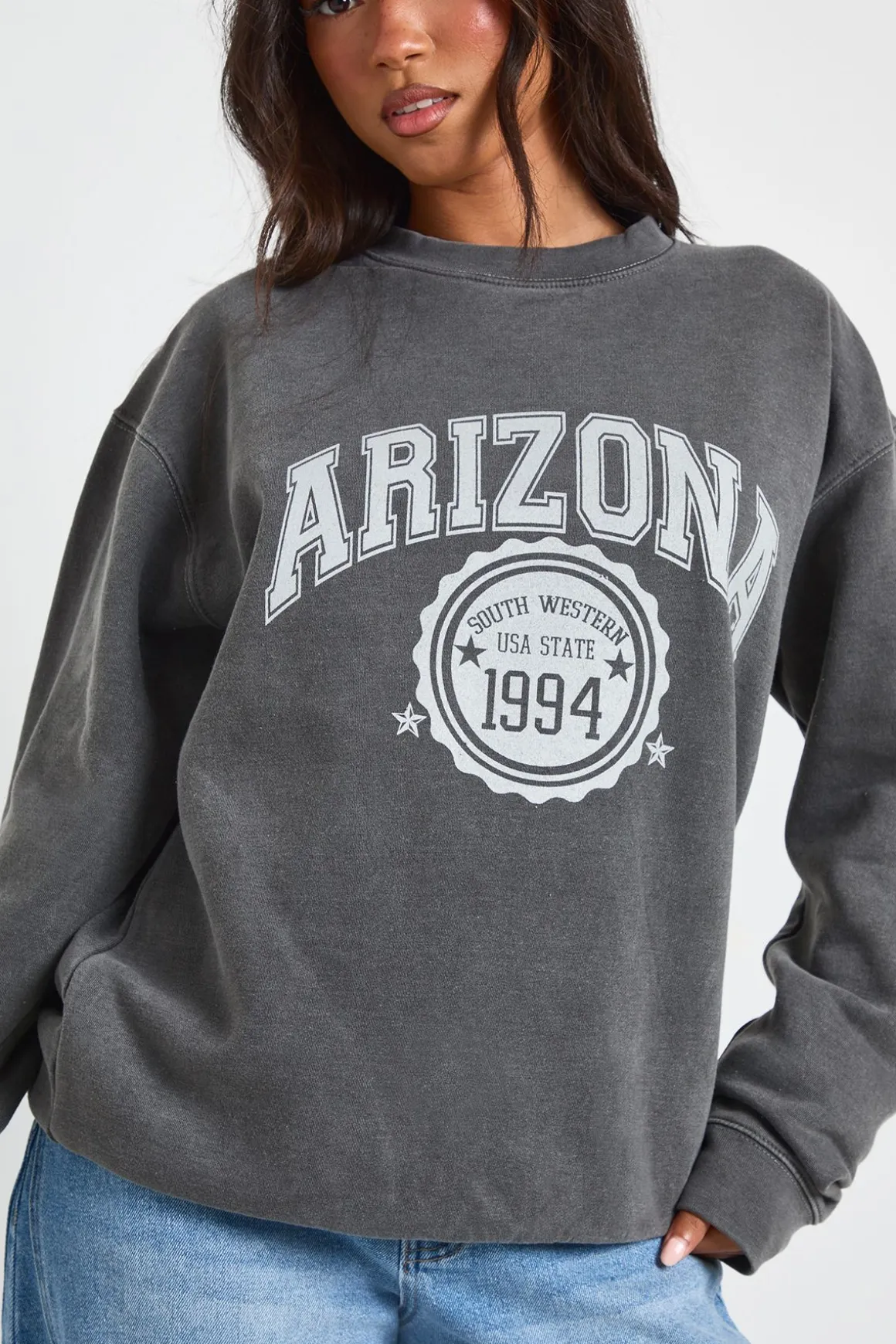 Sweatshirt Oversize Imprimé Arizona Effet Délavé