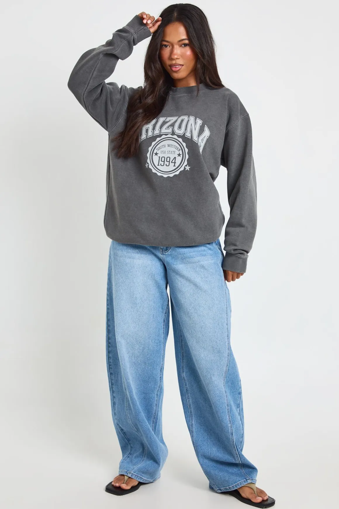 Sweatshirt Oversize Imprimé Arizona Effet Délavé