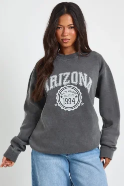 Sweatshirt Oversize Imprimé Arizona Effet Délavé