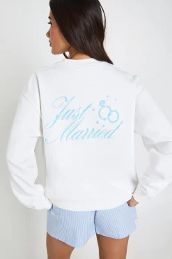 Sweat-shirt Oversize Imprimé Just Married