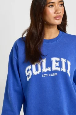 Sweatshirt Oversize Imprimé Soleil Effet Délavé