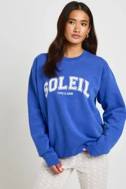 Sweatshirt Oversize Imprimé Soleil Effet Délavé