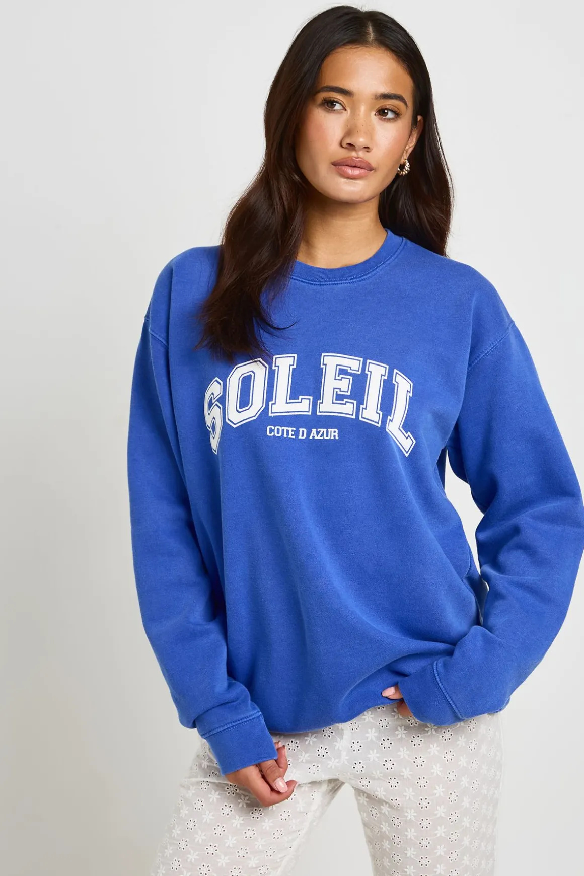 Sweatshirt Oversize Imprimé Soleil Effet Délavé