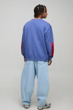 Sweat-shirt oversize Navy Manhattan New York lavé et imprimé