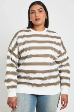 boohoo Sweat-shirt Oversize À Rayures Grande Taille<Femme Sweats À Capuche Et Sweats|Sweats À Capuche Et Sweatshirts