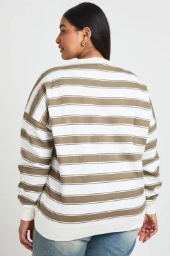 boohoo Sweat-shirt Oversize À Rayures Grande Taille<Femme Sweats À Capuche Et Sweats|Sweats À Capuche Et Sweatshirts