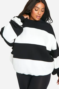 boohoo Sweat-shirt Oversize à Rayures Plus Stripe<Femme Sweats À Capuche Et Sweats|Looks De Rentrée