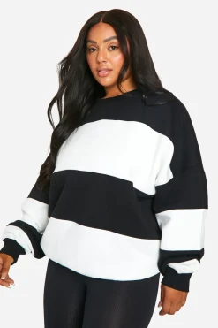 boohoo Sweat-shirt Oversize à Rayures Plus Stripe<Femme Sweats À Capuche Et Sweats|Looks De Rentrée