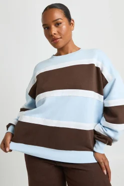 Sweat-shirt Oversize À Rayures Larges Grande Taille