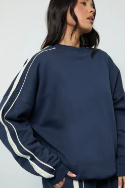 boohoo Sweatshirt Oversize à Rayures Double Face<Femme Sweats À Capuche Et Sweats|Sweats À Capuche Et Sweatshirts