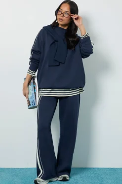 boohoo Sweatshirt Oversize à Rayures Double Face<Femme Sweats À Capuche Et Sweats|Sweats À Capuche Et Sweatshirts