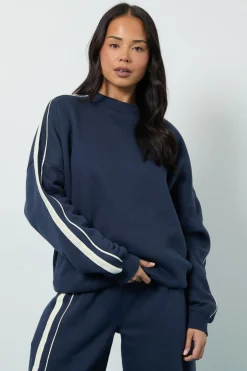 boohoo Sweatshirt Oversize à Rayures Double Face<Femme Sweats À Capuche Et Sweats|Sweats À Capuche Et Sweatshirts