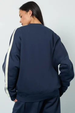 boohoo Sweatshirt Oversize à Rayures Double Face<Femme Sweats À Capuche Et Sweats|Sweats À Capuche Et Sweatshirts