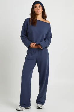 Sweat-shirt À Épaules Dénudées Avec Ourlet Brut En Molleton Bouclette
