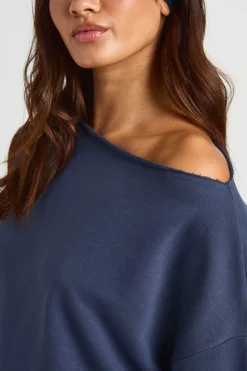 Sweat-shirt À Épaules Dénudées Avec Ourlet Brut En Molleton Bouclette