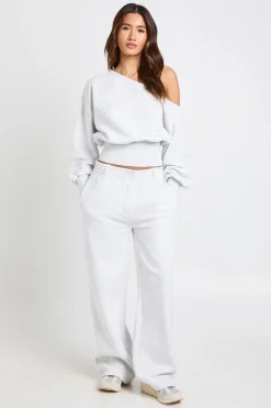 Sweatshirt Épaules Dénudées Taille Cintrée