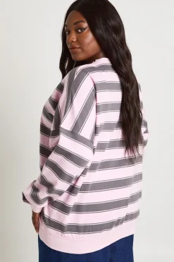 Sweat-shirt Rayé Oversize Col Rond Plus