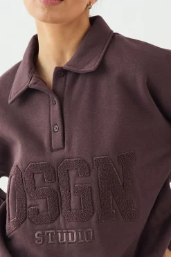 DSGN Studio Sweat-shirt Rugby à Col avec Appliqué en Tissu Éponge<Femme Sweats À Capuche Et Sweatshirts|Dsgn Studio
