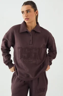 DSGN Studio Sweat-shirt Rugby à Col avec Appliqué en Tissu Éponge<Femme Sweats À Capuche Et Sweatshirts|Dsgn Studio