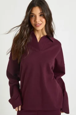 Sweat-shirt Rugby à Col Interlock