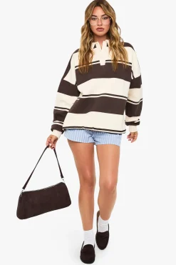 boohoo Sweat-shirt rugby rayé<Femme Tops D’Automne|Looks De Rentrée