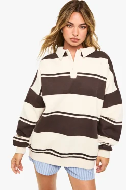 boohoo Sweat-shirt rugby rayé<Femme Tops D’Automne|Looks De Rentrée