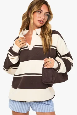boohoo Sweat-shirt rugby rayé<Femme Tops D’Automne|Looks De Rentrée
