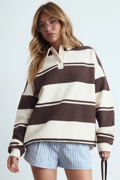 boohoo Sweat-shirt rugby rayé<Femme Tops D’Automne|Looks De Rentrée