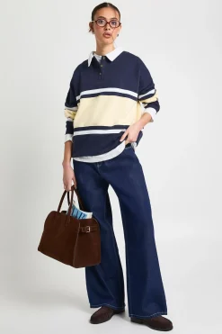 boohoo Sweat-shirt Rugby Surdimensionné à Rayures<Femme Sweats À Capuche Et Sweats|Looks Preppy
