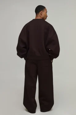 boohooMAN Sweatshirt Scuba Col Rond Oversize À Manches Chauve-souris<Homme Sweats À Capuche Et Sweatshirts|Sweats À Capuche Et Sweats